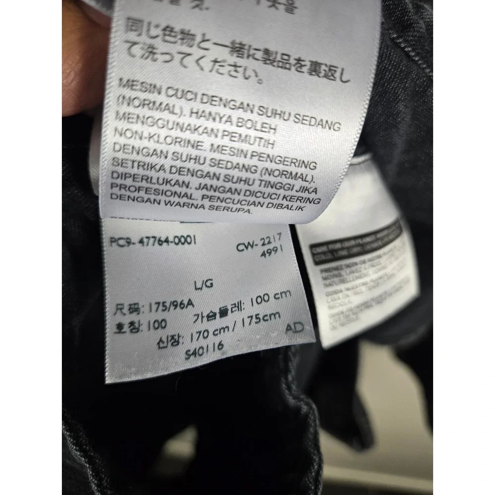 Levis Mens Hooded Denim Parka Jacket Faded Black Cotton Utility Coat Large